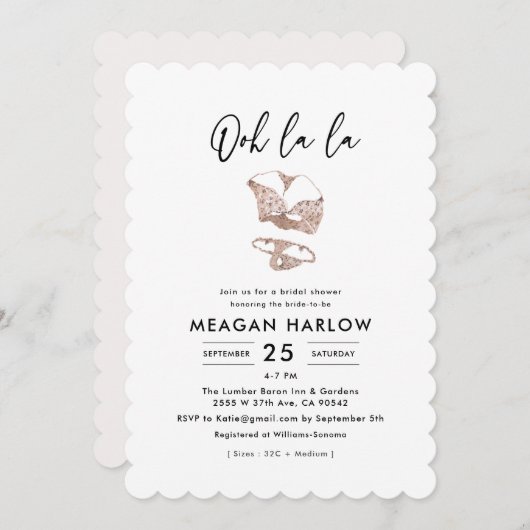 オーラランジェリーブライダルシャワーヘンパーティー 招待状 (正面/裏面)