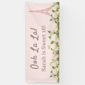 オーララ スウィート16 エッフェル塔 ピンク 白 花 横断幕 (縦)