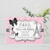 オーララ - パリのプードルガール ピンクの誕生日パーティー 招待状 (スタンド正面)