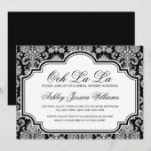 オーララ ブラックアンドホワイト ダマスク  ブライズシャワー 招待状 (正面/裏面)