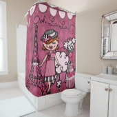 オーラレッドメルドディヴァエッフェルタワープードル シャワーカーテン (インサイチュ)