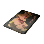 オーランズコーラルピンクフォトフローラブラック バスマット (アングル)