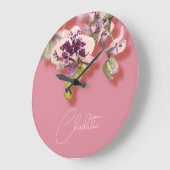 オーランズトロピカルフラワーズ名前をカスタムする ラージ壁時計 (傾斜)