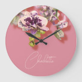 オーランズトロピカルフラワーズ名前をカスタムする ラージ壁時計 (正面)