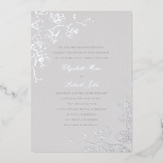 オーランズブリスフォーマル結婚伝統的アイボリー 箔招待状 (正面)