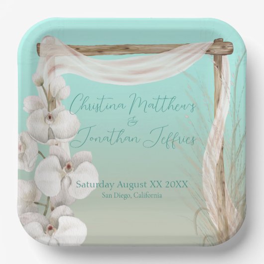 オーランズ&ボホアーチオンビーチ結婚式 ペーパープレート (正面)