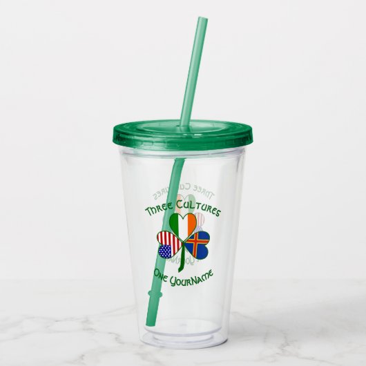 オーランダーアイリッシュアメリカンシャムロックパーソナライズされた国旗 アクリルタンブラー (裏面)