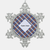 オーランダーオーランド諸島国旗のタイルパーソナライズされた張り スノーフレークピューターオーナメント (正面)