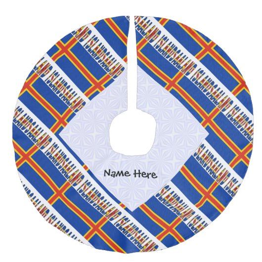 オーランダーオーランド諸島国旗のタイルパーソナライズされた張り フェイクリネンツリースカート (正面)