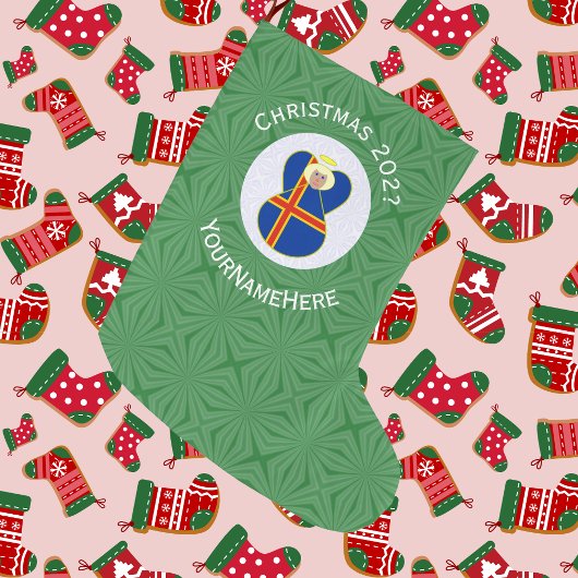 オーランダー国旗のエンジェルクリスマス ラージクリスマスストッキング