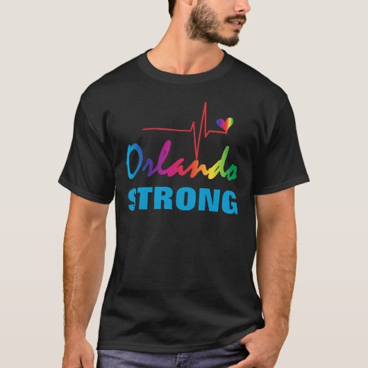 オーランドの強い虹の脈拍のハートLGBT Tシャツ (正面)