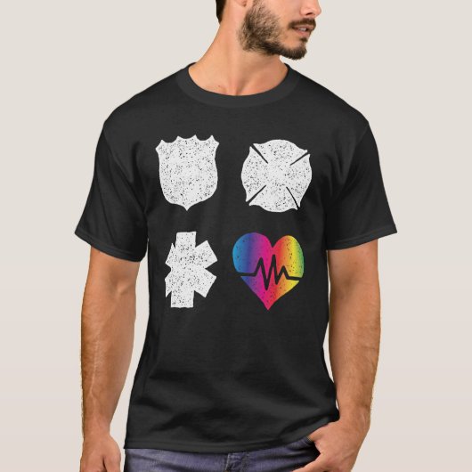 オーランドの最初応答機の脈拍のハート愛 Tシャツ (正面)