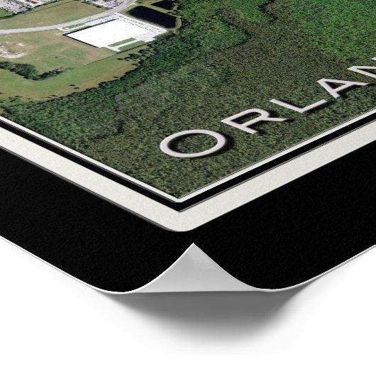 オーランドインターナショナルエアポートフロリダ衛星地図ポスター ポスター (角)