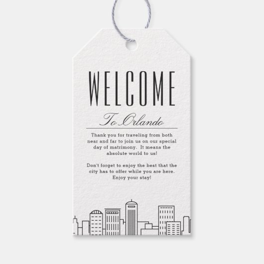 オーランドシティスカイライン| ウェルカムメッセージプレゼントタグ ギフトタグ (正面)