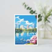 オーランドビーチフロリダヴィンテージ旅行イラストレーション ポストカード (スタンド正面)