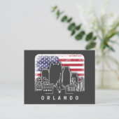 オーランドフロリダアメリカ国旗のヴィンテージ ポストカード (スタンド正面)