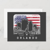 オーランドフロリダアメリカ国旗のヴィンテージ ポストカード (正面/裏面)