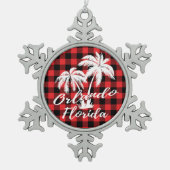 オーランドフロリダパームツリーズビーチ スノーフレークピューターオーナメント (正面)