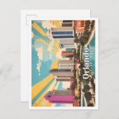 オーランドフロリダポップ・アートのUSAアートトラベルイラストレーション ポストカード (正面/裏面)