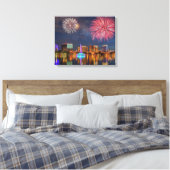 オーランドフロリダレイクエオラ花火&噴水 キャンバスプリント (インサイチュ (寝室))