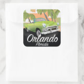 オーランドフロリダヴィンテージ旅行ポスター スクエアシール (バッグ)