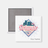 オーランドフロリ統一されたダ州スカイラインヴィンテージUSA マグネット (正面/裏面)