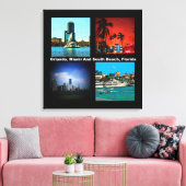 オーランドマイアミ南ビーチコラージュ キャンバスプリント (インサイチュ (リビング))