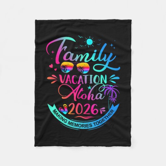 オーランド家族旅行 2026 ヤシの木 ギフト フリースブランケット (正面)
