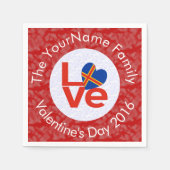 オーランド諸島の旗ハートLOVE 赤 個人用テキスト スタンダードカクテルナプキン (正面)
