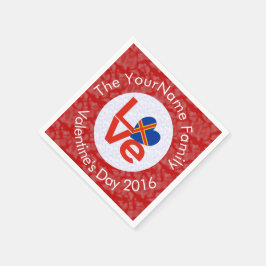 オーランド諸島の旗ハートLOVE 赤 個人用テキスト スタンダードカクテルナプキン