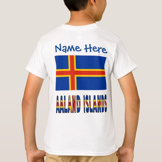 オーランド諸島オーランダー国旗の青の個人設定 Tシャツ (裏面)