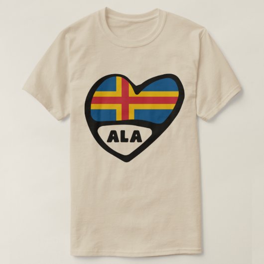 オーランド諸島国コードフラグハート Tシャツ (デザイン正面)