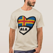 オーランド諸島国コードフラグハート Tシャツ (正面)