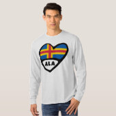 オーランド諸島国コードフラグハート Tシャツ (正面フル)