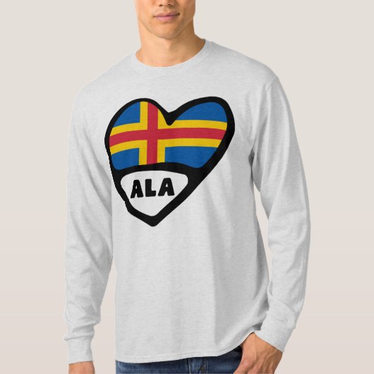オーランド諸島国コードフラグハート Tシャツ (正面)