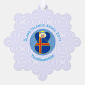 オーランド諸島国旗のエンジェルパーソナライズされた オーナメントカード (裏面)