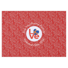 オーランド諸島国旗のハート紅色 テーブルクロス