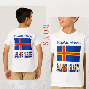 オーランド諸島 オーランダー フラグ 青 カスタマイズ Tシャツ