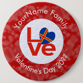 オーランド諸島 赤いLOVE旗 カスタマイズ 缶バッジ (正面)