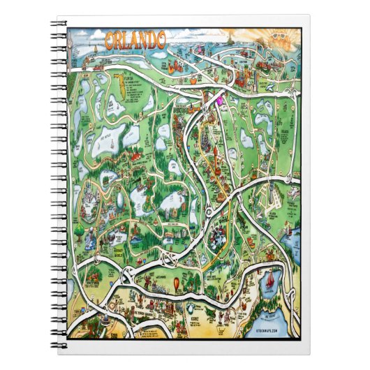 オーランド・フロリダのマンガの地図 ノートブック (正面)