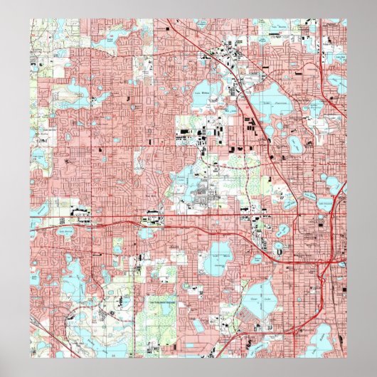 オーランド・フロリダの地図（1995年） ポスター (正面)