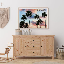 オーランド，フロリダピンク雲とヤシの木のポスター ポスター