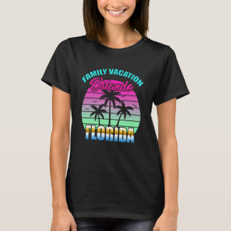 オーランド フロリダ ファミリー バケーション レトロ サンセット Tシャツ