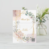 オーリエートフレーム マーブルの花と緑の結婚式 招待状 (スタンド正面)
