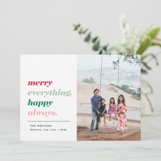 オーリメリーヒーハッピーアルウェイズホリデーフォトカード シーズンカード (スタンド正面)