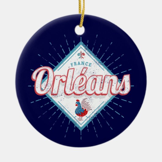 オーリンズロイレフランスレトロロスターヴィンテージ セラミックオーナメント (正面)