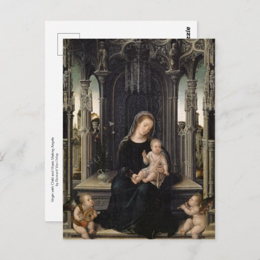 オーリーによる子どもと音楽の天使とのヴァージン ポストカード (正面/裏面)