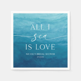 オールアイシーズラブ海ビーチシーブライダルシャワー スタンダードカクテルナプキン