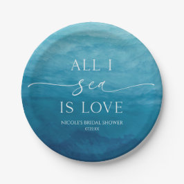 オールアイシーズラブ海ビーチシーブライダルシャワー ペーパープレート