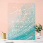 オールアイシーズラブ海ビーチティール（緑がかった色）ブライダルシャワー アクリルサイン (ウェディング)